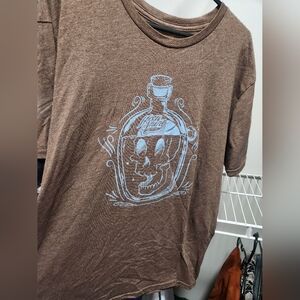 Brown Graphic T-Shirt with Skull Design